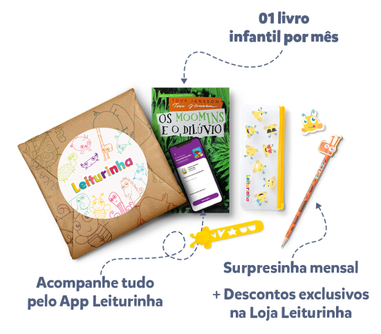 Kit de Livros Infantis UNI com 1 livro infantil, acesso ao App Leiturinha e surpresinha mensal